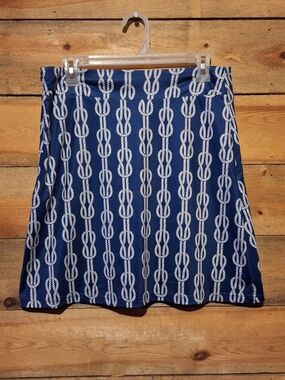 Navy Rope-Print A-Line Skirt by
